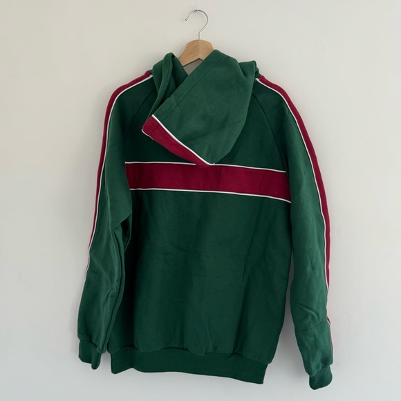 NWT Cash Only Forest Green/Burgundy Red Panel Pullover Hoodie - Picture 3 of 3